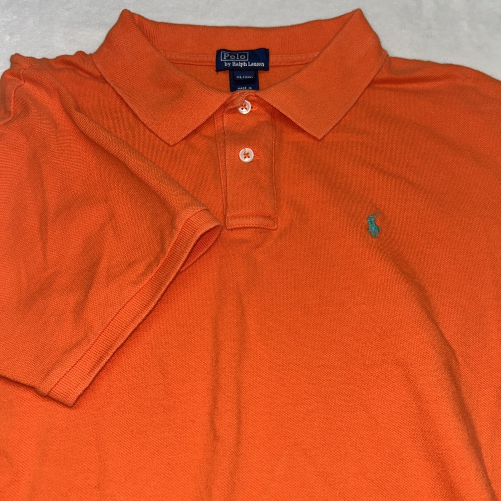 Polo Ralph Lauren Shirt Boys‎ XL (20) Orange Cotton Knit Short Sleeve Polo